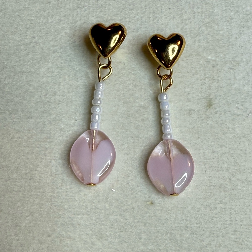 Double Heart Dangle Post Earrings
